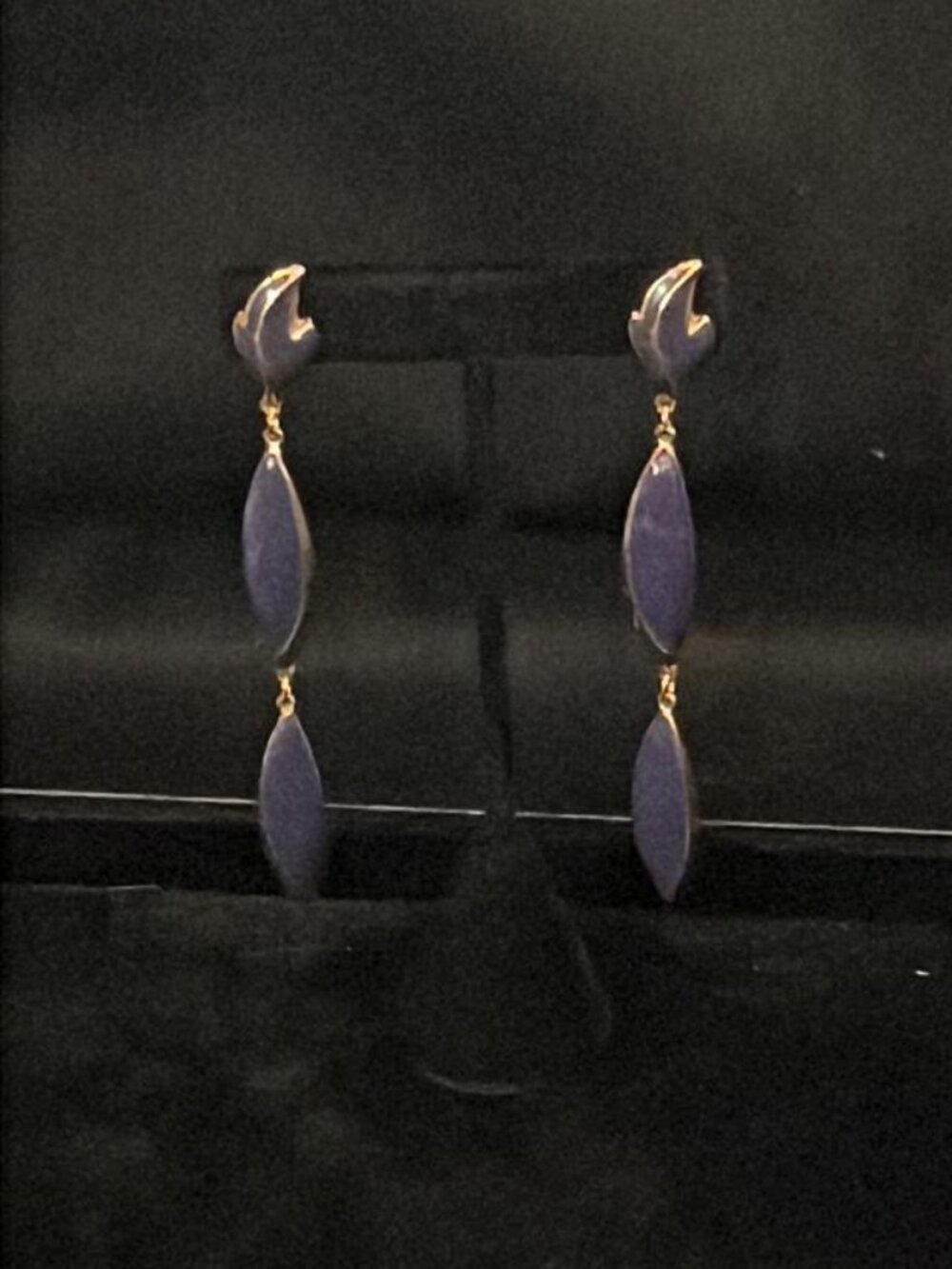 3 Section Purple Enamel Earrings